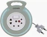 CONA Smyle Euro Flex Box / Extension Cord with 4-meter Wire (White with Green Ring) 3 Socket Extension Boards (White, 4 m) view 3