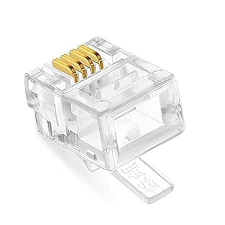 RJ11 4 Pin Telephone Plug 6P4C Modular Plug Telephone Phone Connector Crystal Head Plug Network Connector,Four-Core Cable RJ 11 Plug (Pack Of 90) view 3