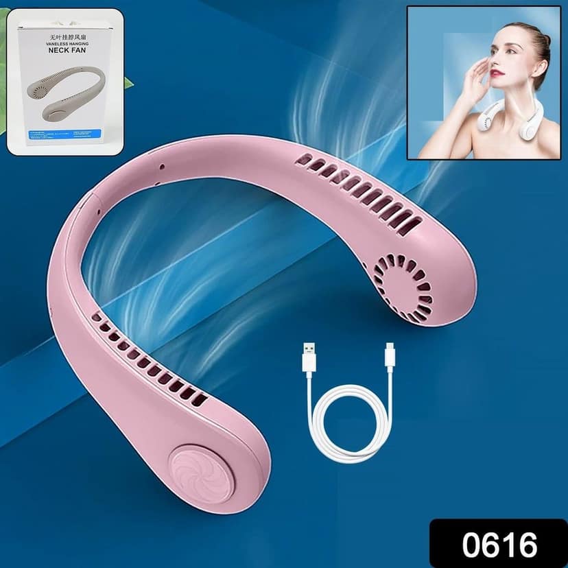 Portable Neck Fan: Holiday Hands Free Bladeless Neck Fan, 360° Cooling Hanging Fan, USB Rechargeable Personal Neck Fan, Wearable Neck Fan Suitable for Traveling view 2