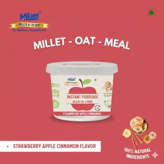 Millium Millet Oat Meal Apple Instant Porridge Gluten Free No Onion No Garlic 100 Percent Natural 3 Minute Breakfast 55g Pack of 2