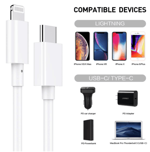 USB Type C to Lightning Data Charging Cable 30w (Compatible with iPhone 14 ,1meter , White, One Cable, Lightning To USB Type C) view 4