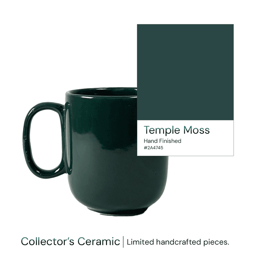 Heritales Temple Moss Ceramic Mug for Coffee, Milk & Tea Lovers – 350 ML | Handcrafted in India | Vegan, Bone China-Free | Microwave, Dishwasher & Freezer Safe | Premium Artisanal Mug– Set of 2 view 2