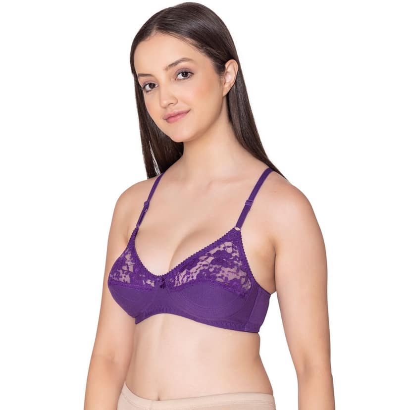 Bodycare polycotton wirefree adjustable straps designer net cup non padded bra-1535B view 2