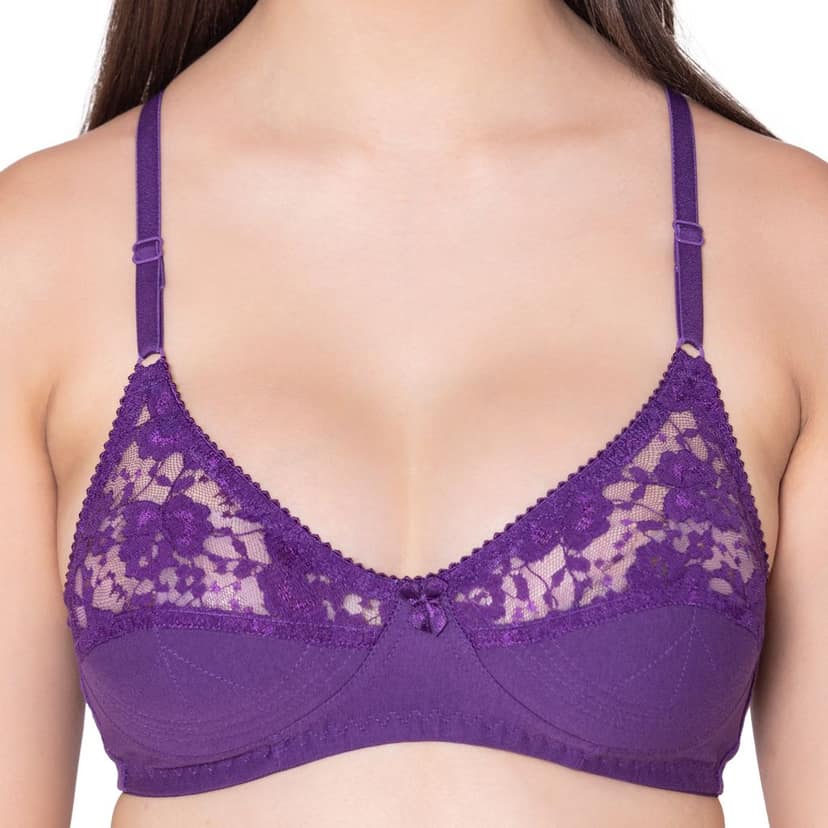 Bodycare polycotton wirefree adjustable straps designer net cup non padded bra-1535B view 4