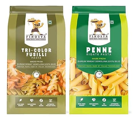 Finosta Penne Pasta With Tri Color Fusilli Pasta, 500 Each Combo Pack