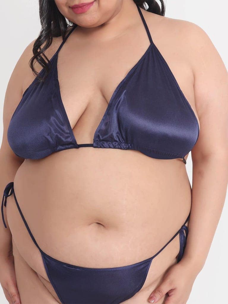 Plus Size Sexy Navy Honeymoon Bridal Bikini Set 13N view 7