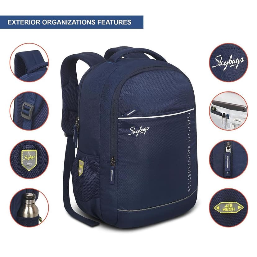 Ikon 01 22 Litre Casual College Standard 4 Compartment Backpack Blue view 2