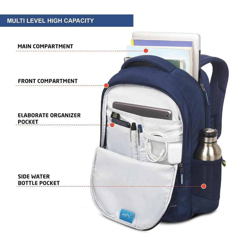 Ikon 01 22 Litre Casual College Standard 4 Compartment Backpack Blue view 3