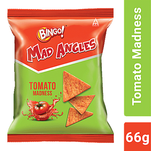 Bingo Mad Angles - Tomato Madness, Tangy & Crunchy Chips, Perfect For Snacking, 66 g Pouch