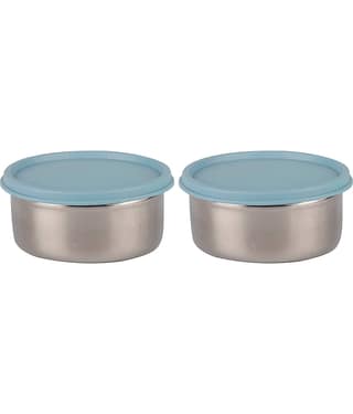 Generic Stainless Steel Multi-Purpose Round Food Container 350ml, Grey, (2U)