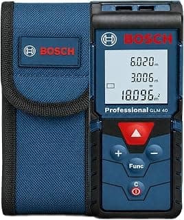 BOSCH GLM 40-12 Laser Distance Meter | 40m Range | ±1.5mm Accuracy | Area & Volume Measurement | IP54 Dust & Water Resistant | Memory Function | Compact Digital Measuring Tool | 1 Year Warranty