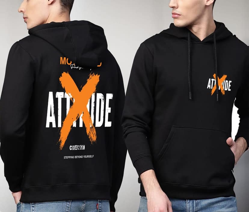 SCOTT FINCHER Men's Black Cotton Blend Printed Hoodie : AA(RSHOD)BLACK_116 view 3
