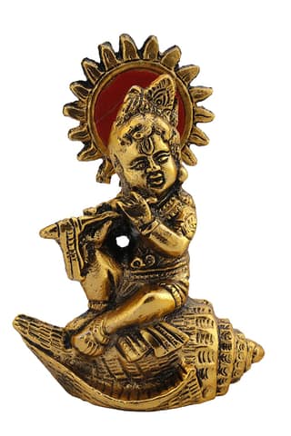 DreamKraft Lord Krishna on Sankh Idol Showpiece for Home Decor Gift and Puja Article