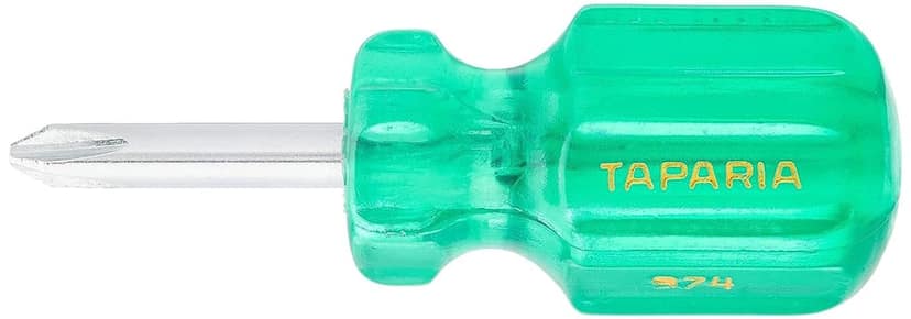 Taparia 974 Steel Two in One Stubby Screw Driver (Green and Silver), 1 pc