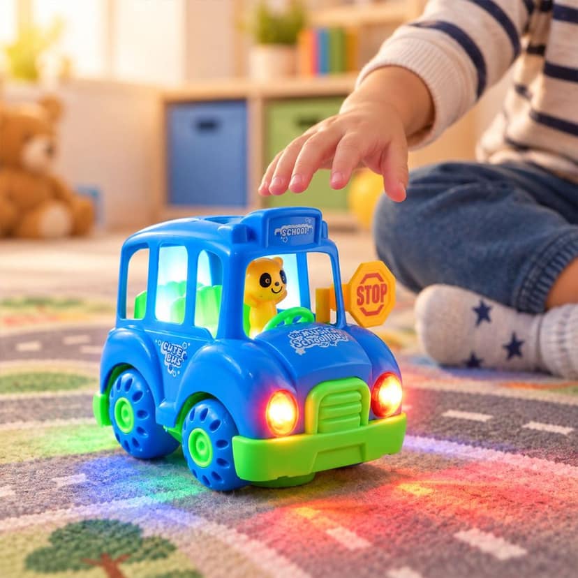 Musical School Bus Toy for Kids with Lights, Bump and Go Play Vehicle (1 Pc) view 3