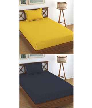 Homefab India Cotton Single Bedsheet ( Grey )