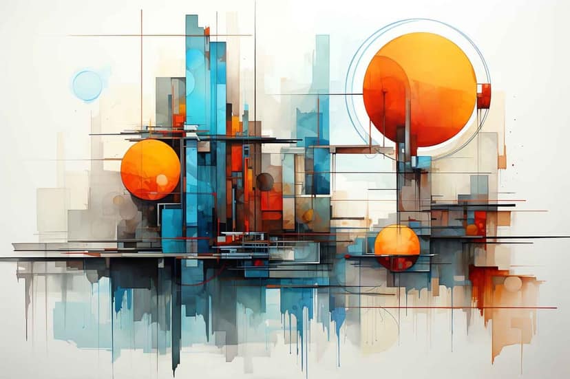 ABSTRACT GEOMETRIC SHAPE WALLART 24in X 16in WITH BLACK FRAME view 2
