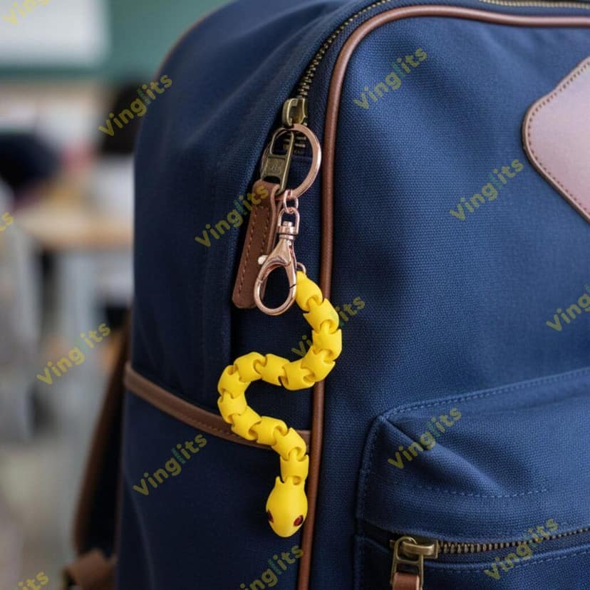 Vinglits Bugsy & Scaly 3D Printed Keychains – Articulated Animal Toys, Pocket-Friendly Keyrings, Stress Relief Desk Toys for Kids & Adults, Collectible Accessories (Snake - Sylops, Medium) view 2
