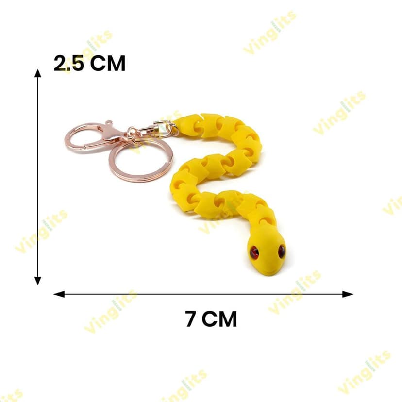 Vinglits Bugsy & Scaly 3D Printed Keychains – Articulated Animal Toys, Pocket-Friendly Keyrings, Stress Relief Desk Toys for Kids & Adults, Collectible Accessories (Snake - Sylops, Medium) view 4