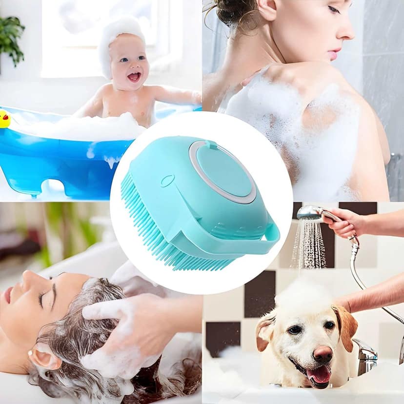 Silicone Soft Bath Body Brush with Shampoo Dispenser Scrubber | Deep Cleaning & Gentle Massage Bath Brush for Men, Women & Children (Original) view 2