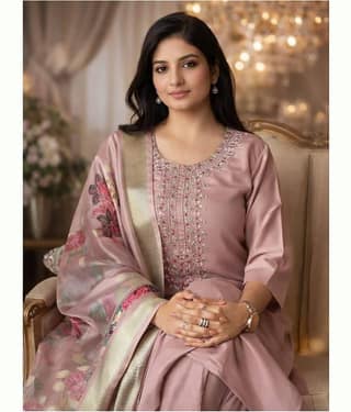 Radhe Enterprise Women Rayon Embroidered Straight Kurti With Pants ( Peach )