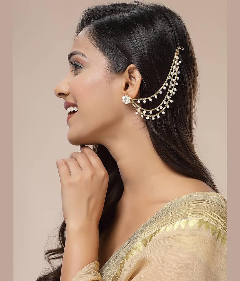 Sukkhi Gold Ear Chain Earrings ( Pack of 2 ) view 2
