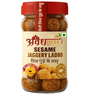 AVADH DESI FOODS - Village Style Til Ladoo | Pure Sesame & Jaggery - Winter Sweet Makarshankranti Special | Natural & Preservative Free | White Till