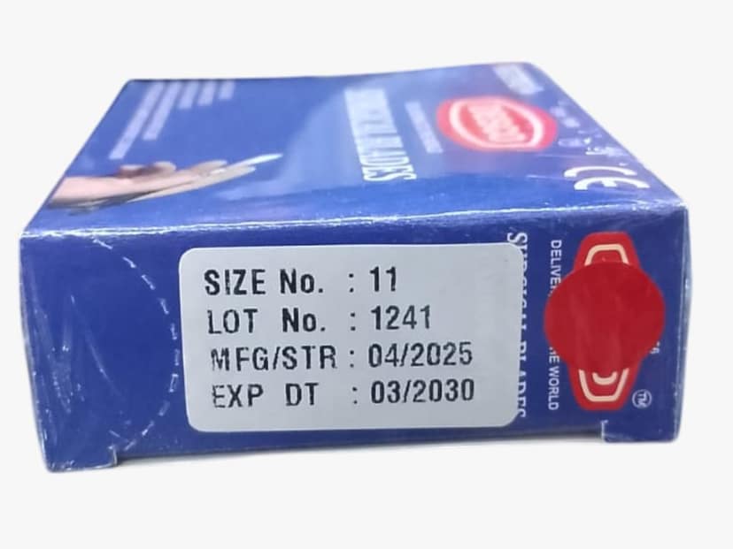 Size 11 Disposable Surgical Blade Tool Scalpel Blades, High Carbon Steel Blades. Individually Wrapped Surgical Blades view 2