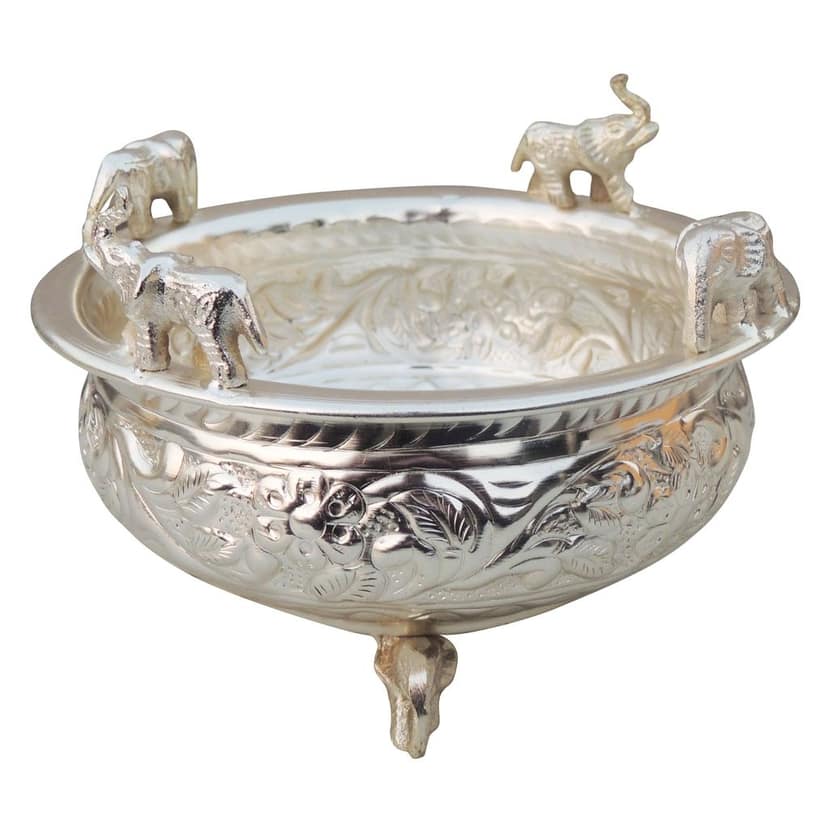 Brass Elephant Urli ? Decorative Brass Home Accent, Diameter : 6.5 Inch (FMAS712 C) view 3