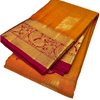 Rust Orange with Maroon Color Pure Silk Saree Has Fancy Butta Design with Unstitched Blouse view 2
