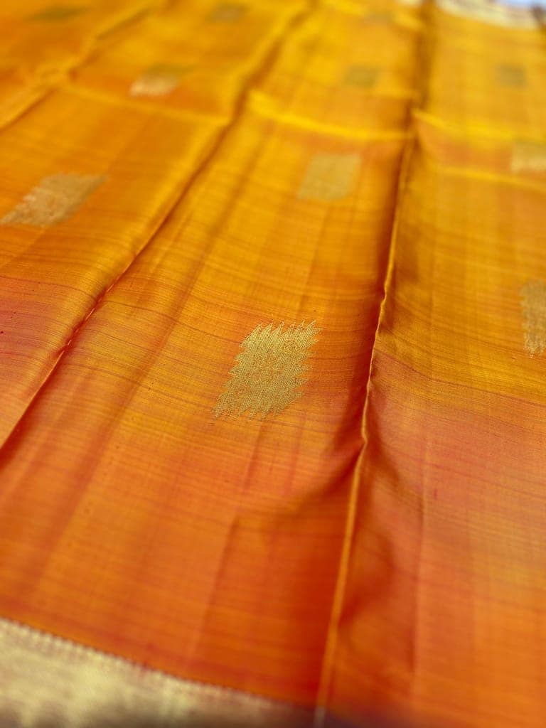 Rust Orange with Maroon Color Pure Silk Saree Has Fancy Butta Design with Unstitched Blouse view 4