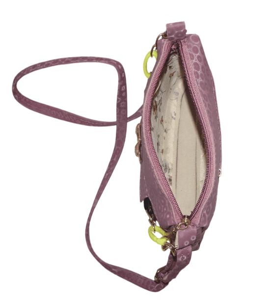 Dusty Rose Crossbody Bag with Bow Detail & Colorful Chain Strap view 3