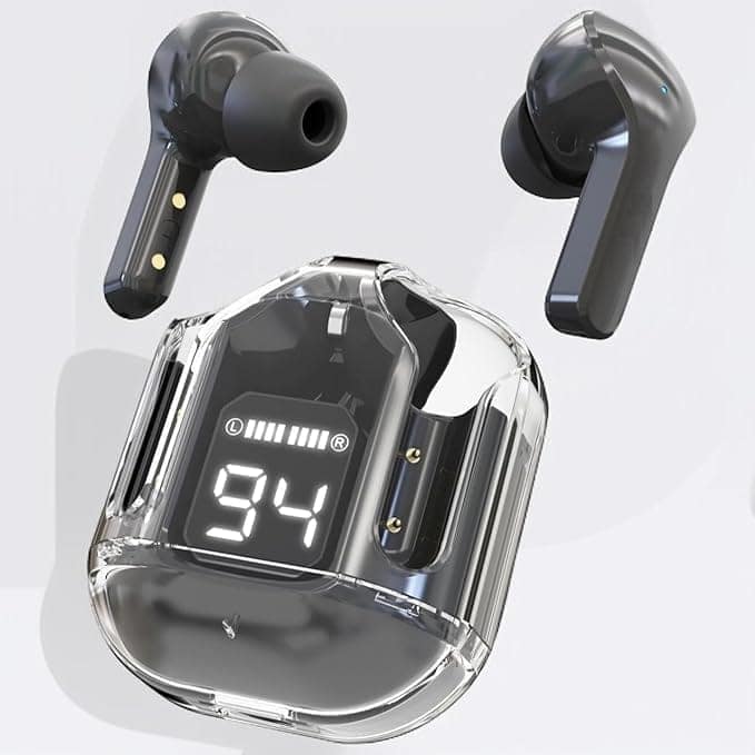 UltraPods Max Earbuds Pro Bluetooth 5.3 | Transparent Design | Fast Charging | 13mm HD Bass Drivers | Built-in Mic | Running, Outdoors, Music Sound (Multi Colour) (Random Colour)