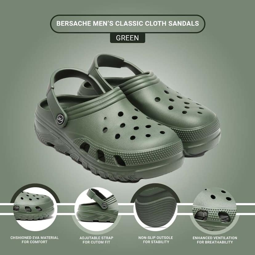 Bersache Extra Soft Classic Casual with Back Strap Regular wear with Ultra Soft & Flexibility Technology Clog for Men's view 5