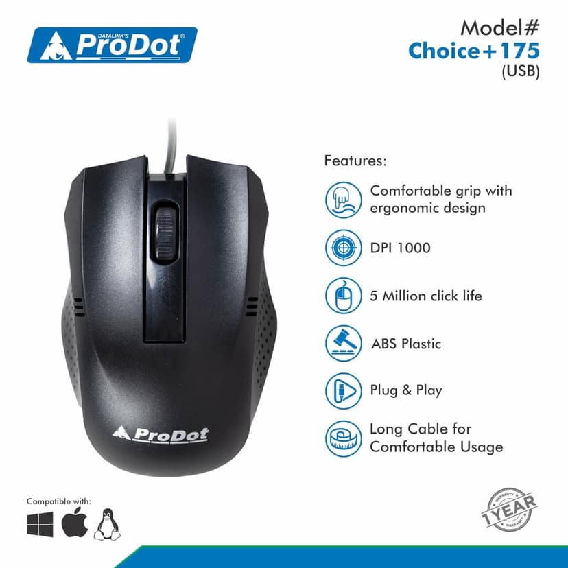 ProDot Keyboard & Mouse Combo Compatible with Window, Mac, Pc, Laptop view 3
