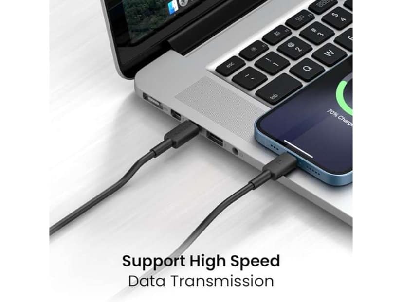 Portronics Konnect Link CL Type C to 8PIN Cable with 3A Output, 480Mbps Data Sync, 1M Length Compatible with iPhone, iPad, Macbook, iMac & Airpods - Black view 4