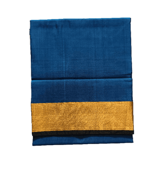 Elegant Blue Uppada Pattu Saree with Luxurious Golden Border - Traditional & Festive Wear