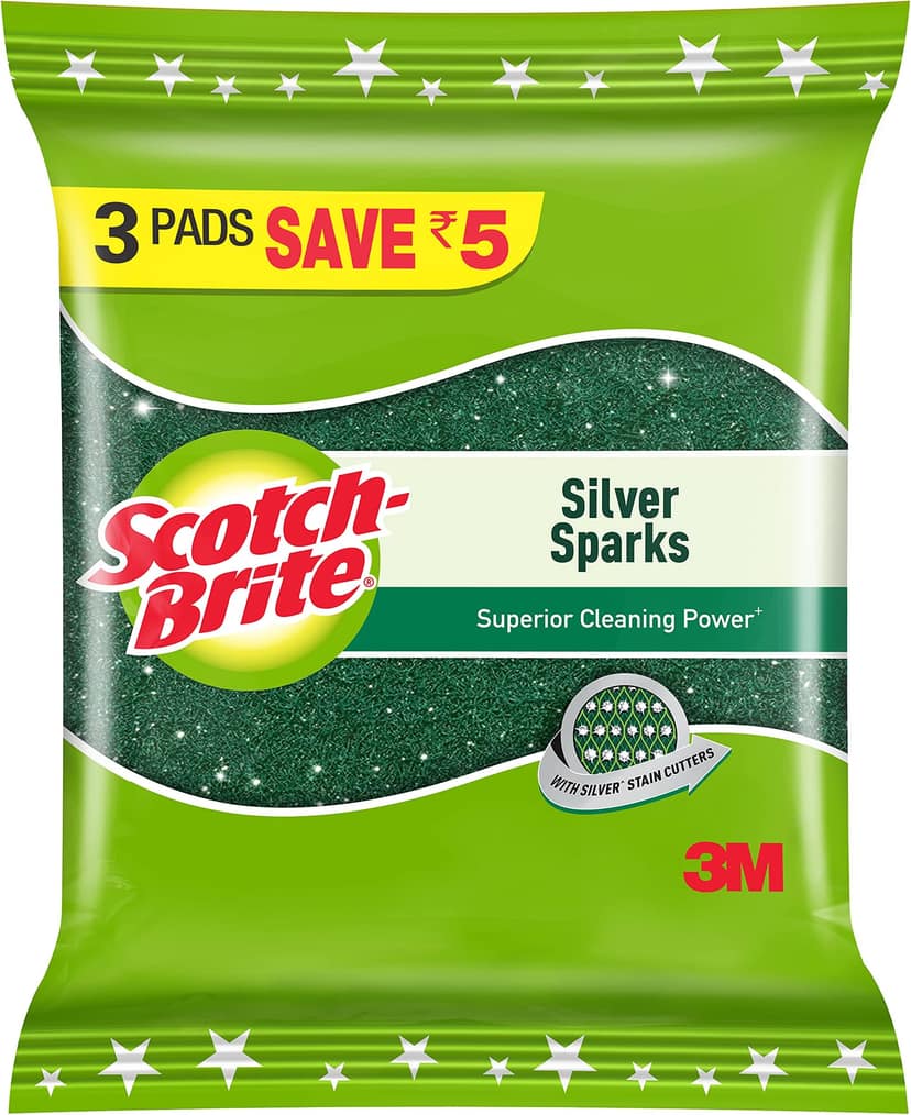Scotch Brite Scrubber Silver Sparks 3 Pads