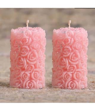 SS ENTERPRISE Pink Pillar Candle 5 cm ( Pack of 2 )