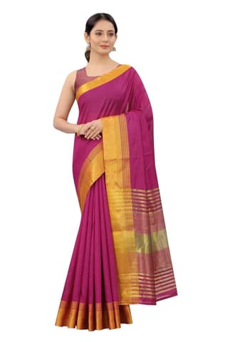 Women's Solid Woven Design Saree With Unstiched Blouse Piece
