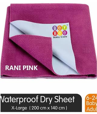 Beybee Pink Laminated Waterproof Sheet ( 200 cm × 140 cm - 1 pcs )