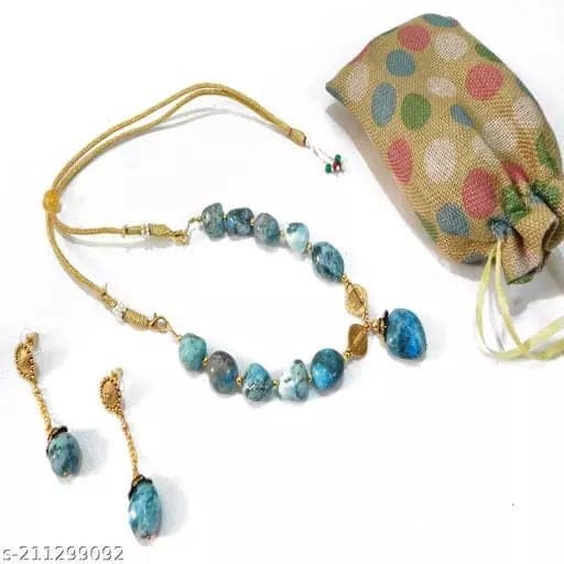 GEMSTONE TURQUOISE TUMBLE FOR THROAT CHAKRA NECKLACE view 3