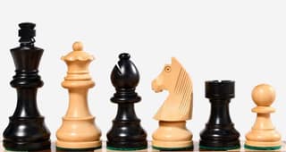 German Knight Chessmen in Ebonised Boxwood - 3" King with 2 Queens Extra 34 Wooden Weighted Chess Pieces Tournament Chess set