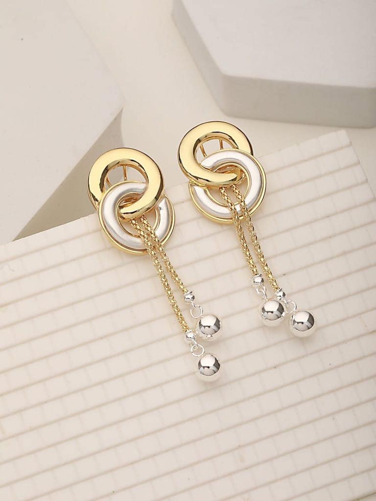 Anti-Tarnish 18k Gold plated & enamelled Eliptical Leafy Dangler Earrings view 2