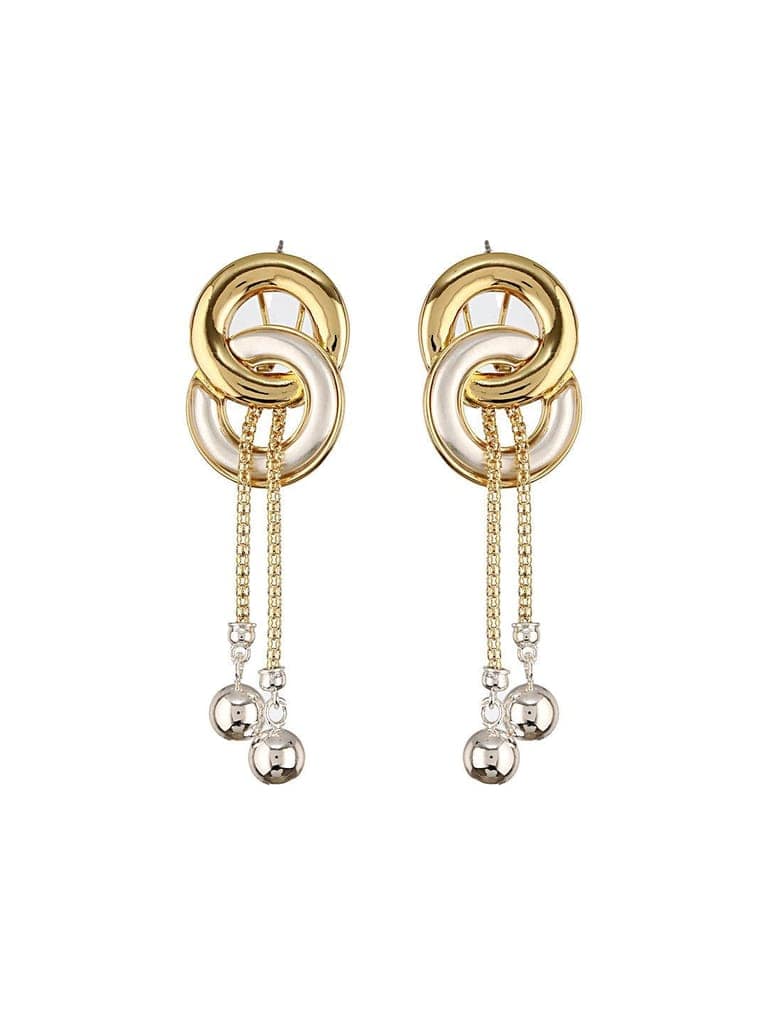Anti-Tarnish 18k Gold plated & enamelled Eliptical Leafy Dangler Earrings view 3