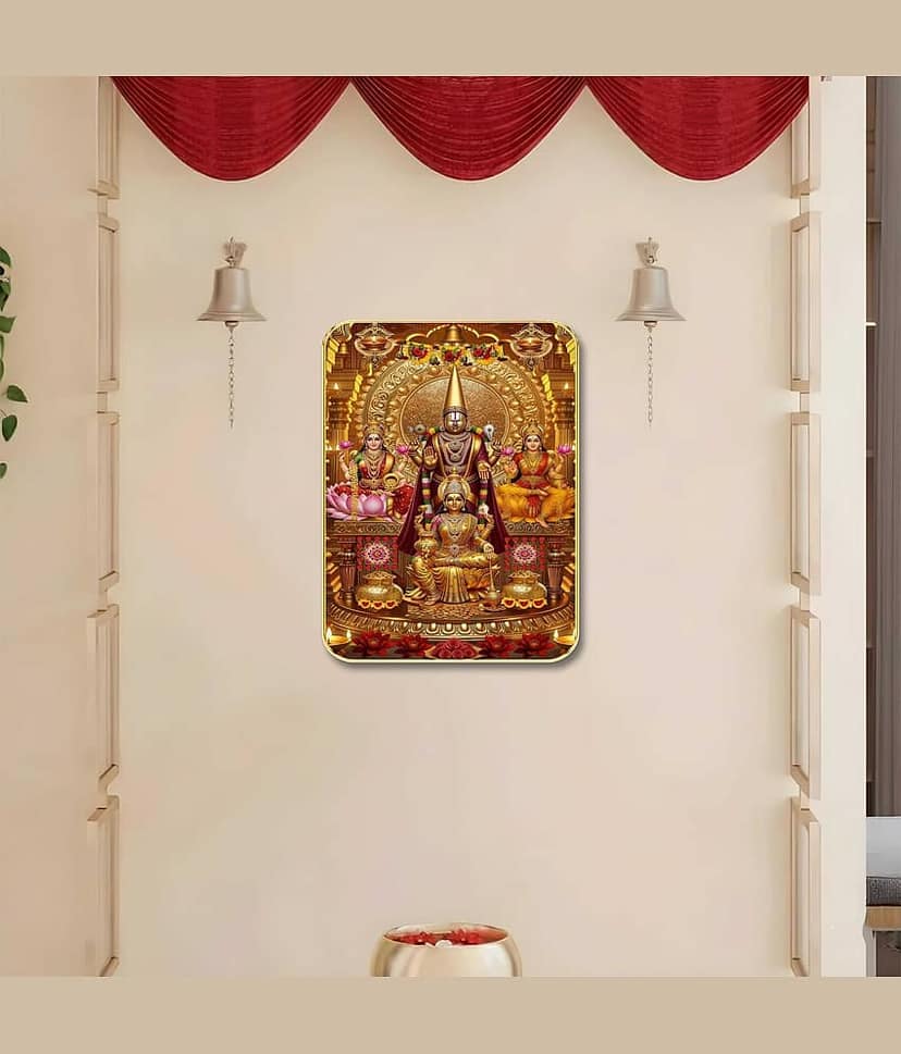 Livin'luxe Tirupati Balaji MDF Religious Wall Art with Table Top Stand & Wall Hanging Hole view 2