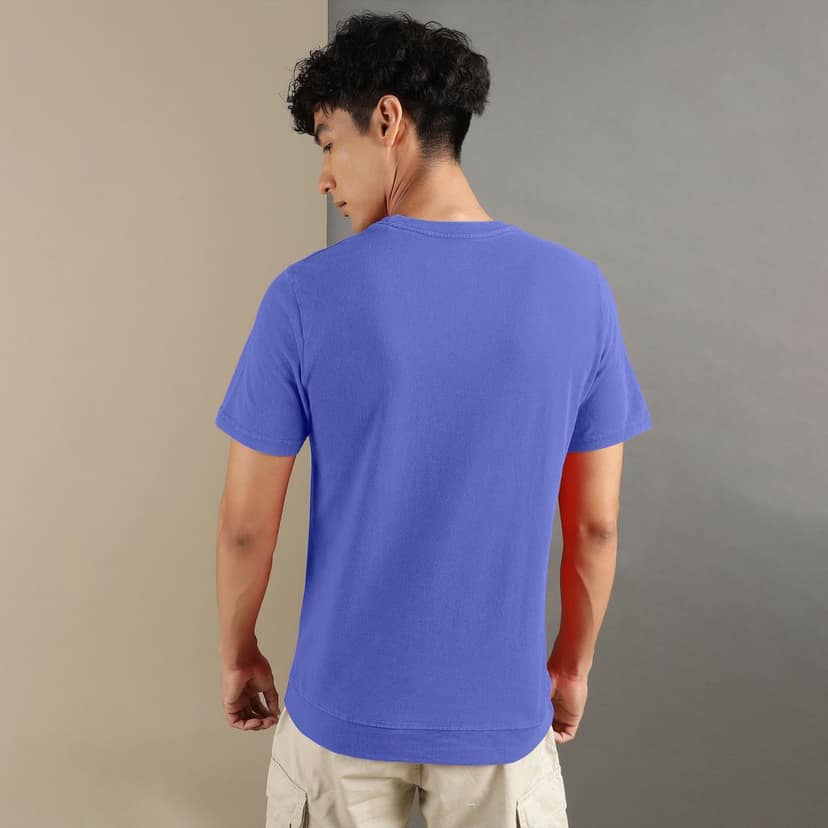 Ftx Men Solid Round Neck Kangaroo Pocket Half Sleeve Tshirt view 2