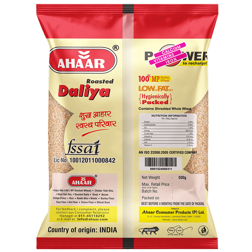 Ahaar M.P. Wheat Daliya, 500 G view 2