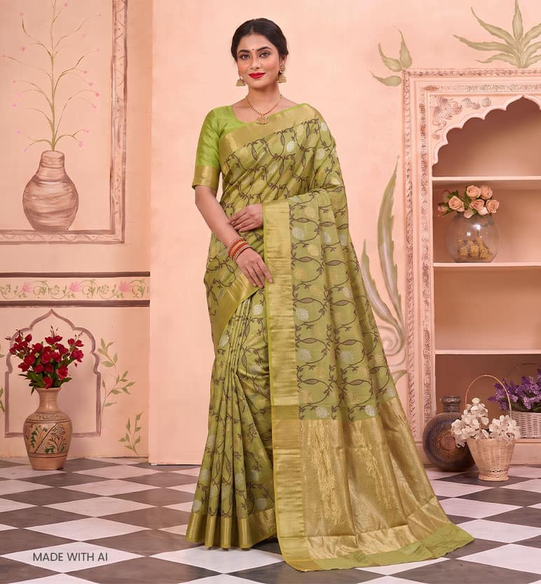 Handloom Chanderi Silk Saree view 7
