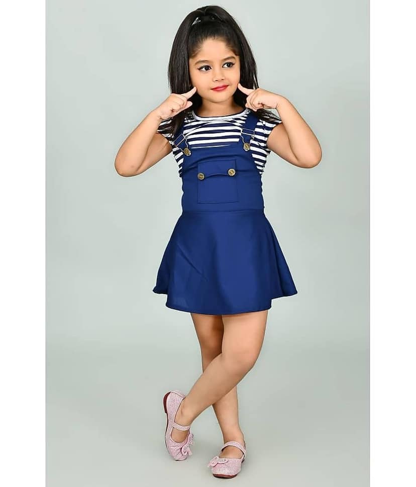 JCT DRESSES Girls Cotton Blend Dungarees ( Pack of 1 , Blue )